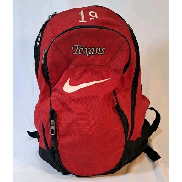 Nike Houston Texans Backpack Red Black Number 19 NFL Football Team Bag - Picture 8 of 8